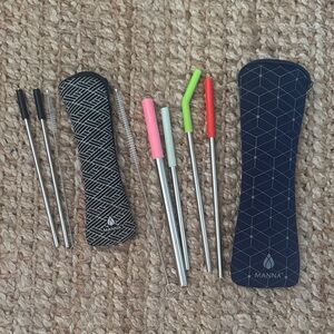 Manna Reusable Straw Set with Cases NWT